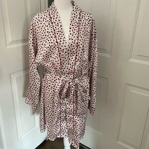 Vintage Kathryn Short Robe Women‎ M Satin Cupid Hearts Love Red White Valentines